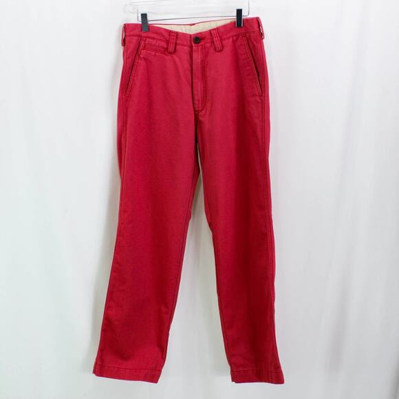 HAGGAR Red Relaxed Straight Life Khaki Flat Front Pants - Picture 1 of 9